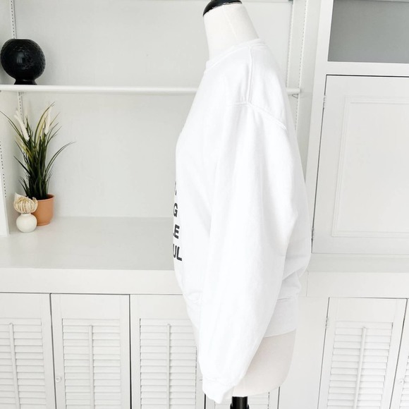 Anine Bing White Ramona Empowerment Crewneck Pullover Sweatshirt Size XS/S - Picture 4 of 11